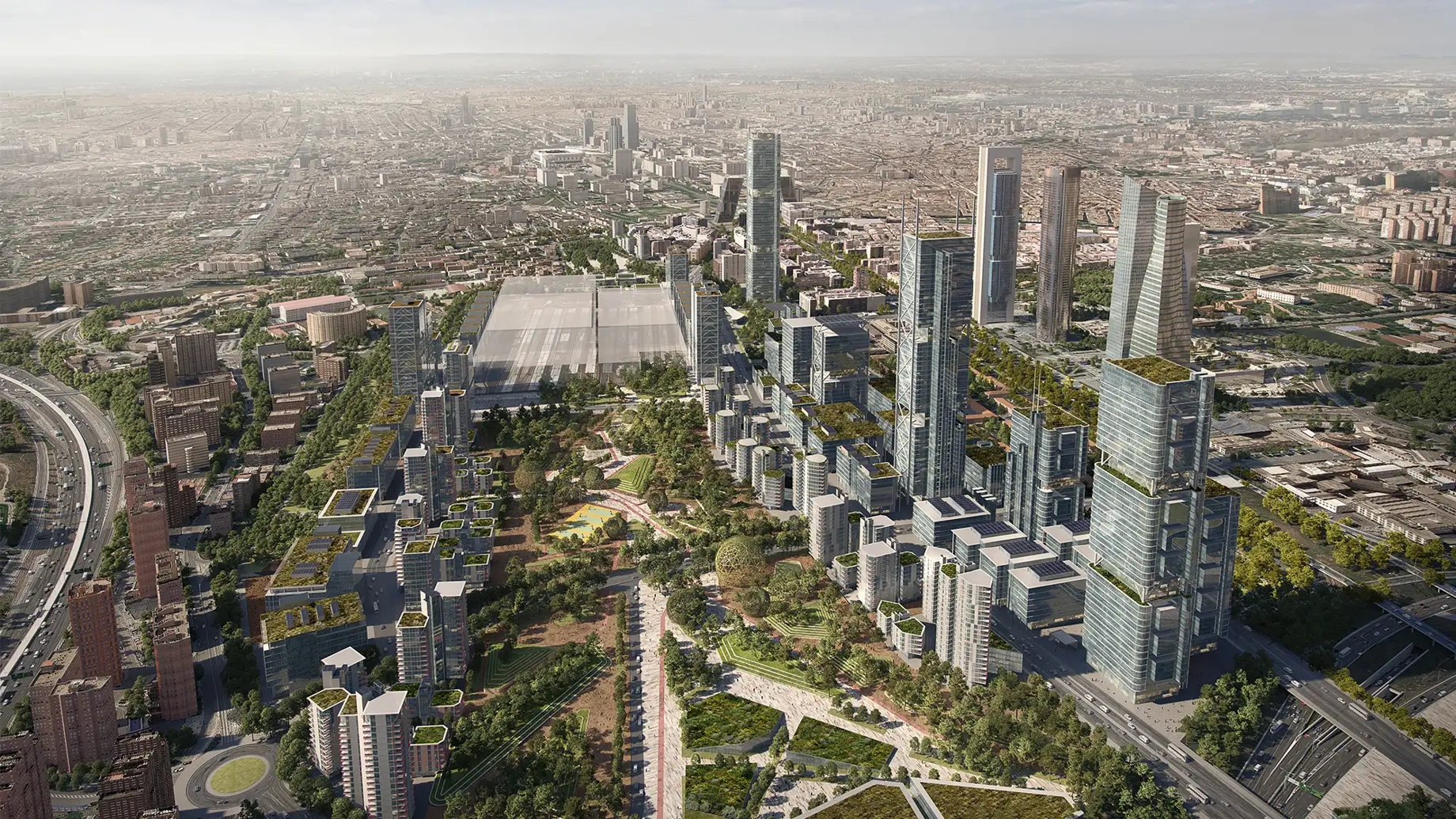 Aerial render of Madrid Nuevo Norte