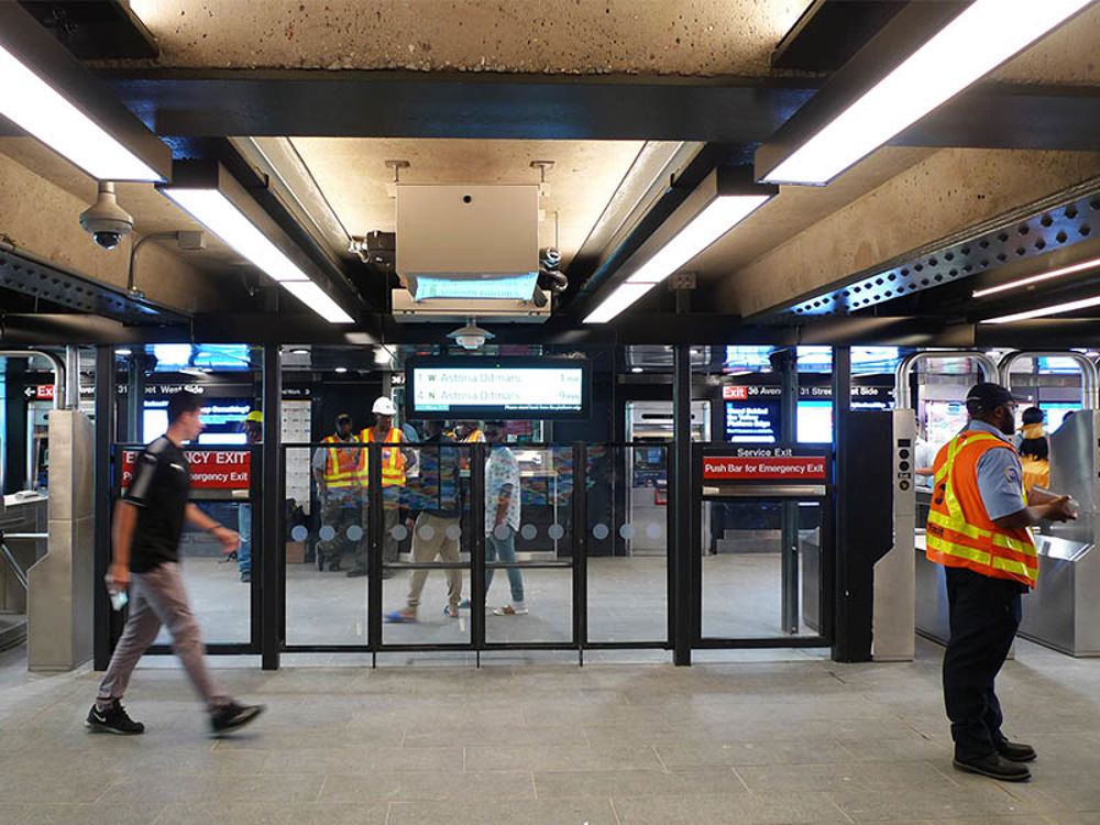 Turnstile entrance of New York City subway station
