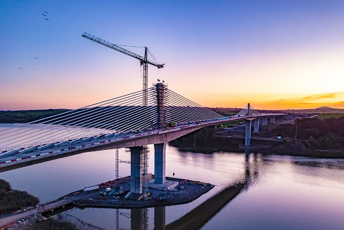 A bridge over a river.