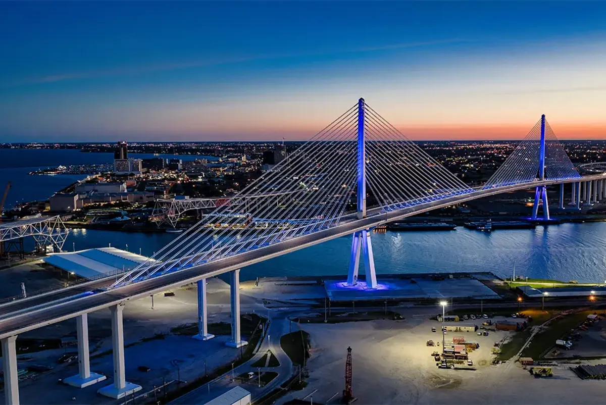 A bridge over a body of water.