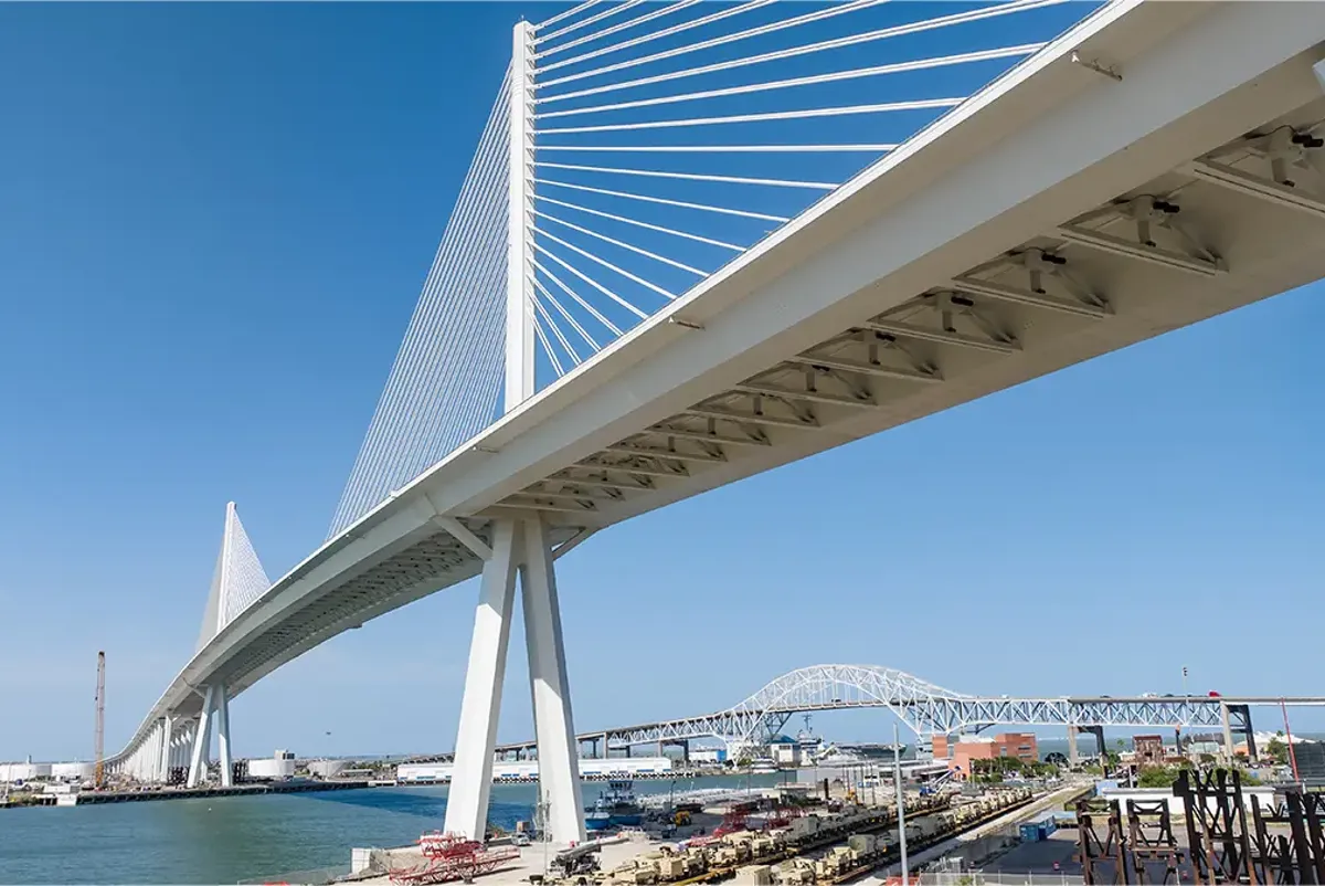 A bridge over water.