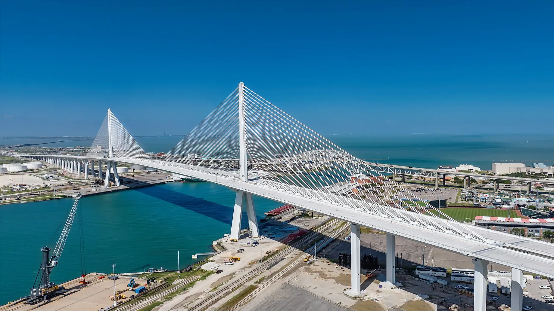 A bridge over a body of water.
