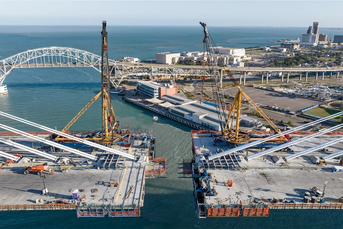 A large ship docked.