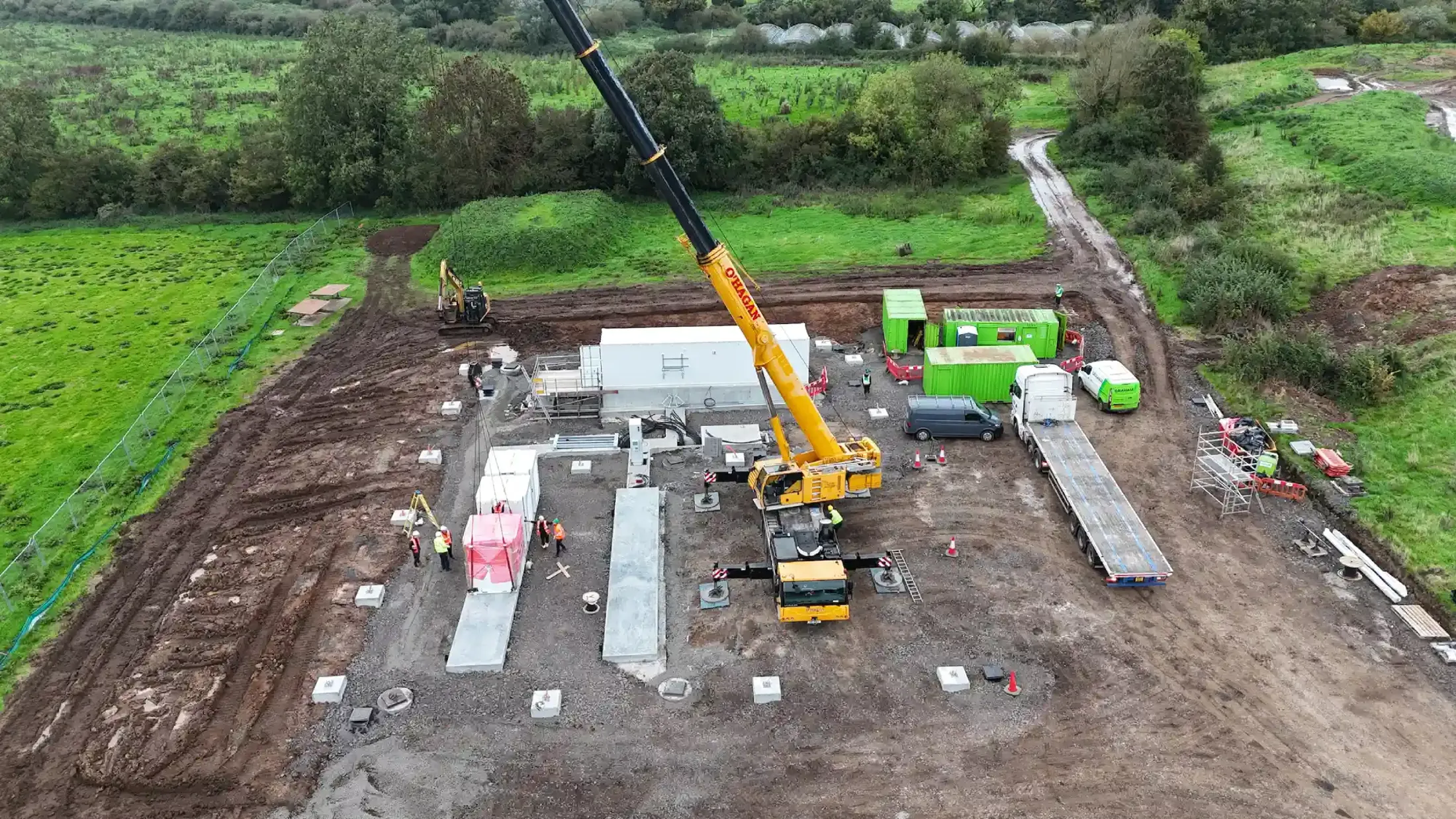 A construction site with a crane