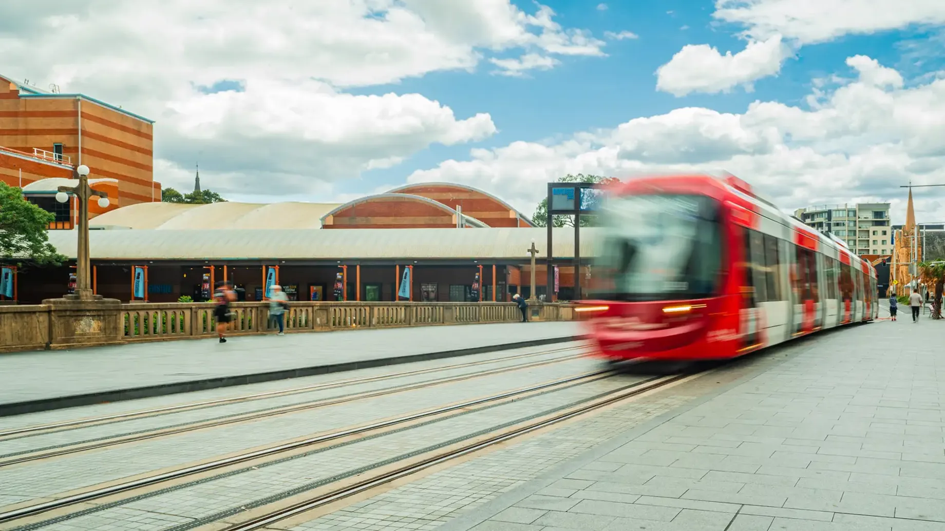 Train moving along Parramatta Light Rail
