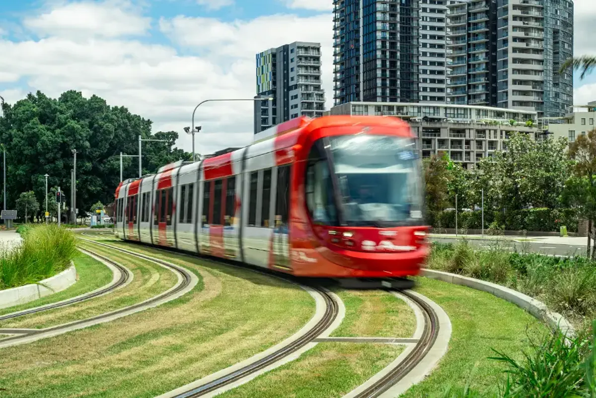 Parramatta Light Rail’s ‘green track’ section