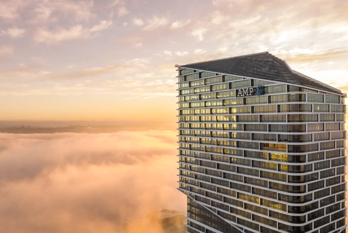 A view of Quay Quarter Tower above the clouds