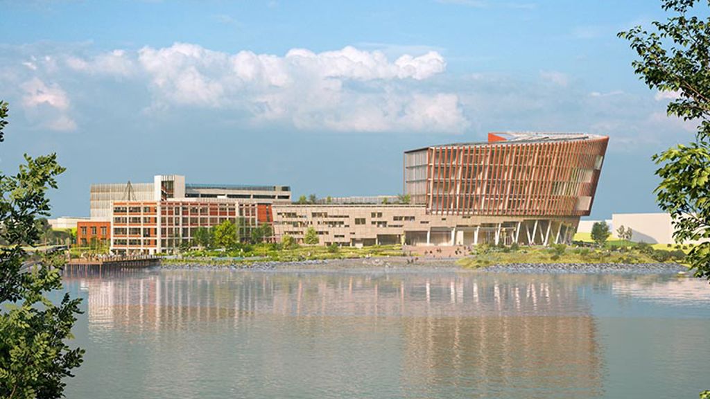 A body of water with buildings along it.