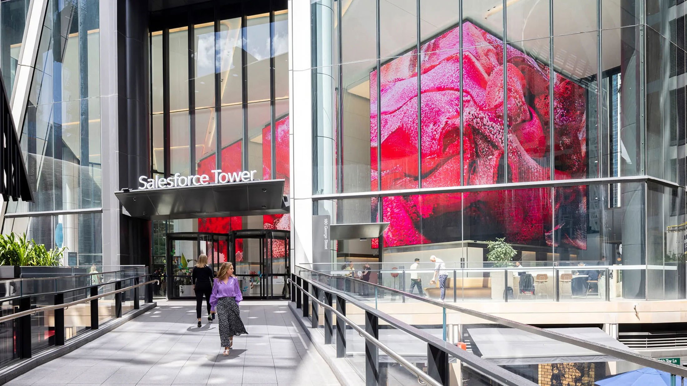 Salesforce Tower entrance. Credit: Foster + Partners and Brett Boardman Photography