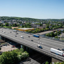 Vehicles crossing the Schwelmetal bridge 