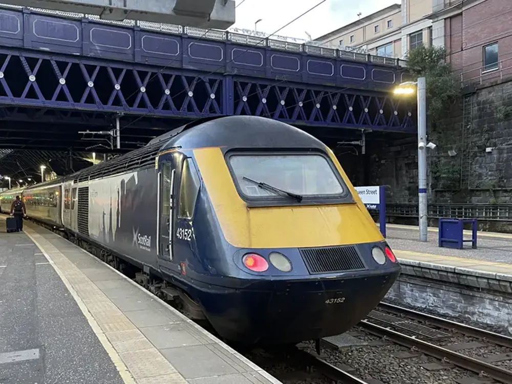 Scotrail train on platform