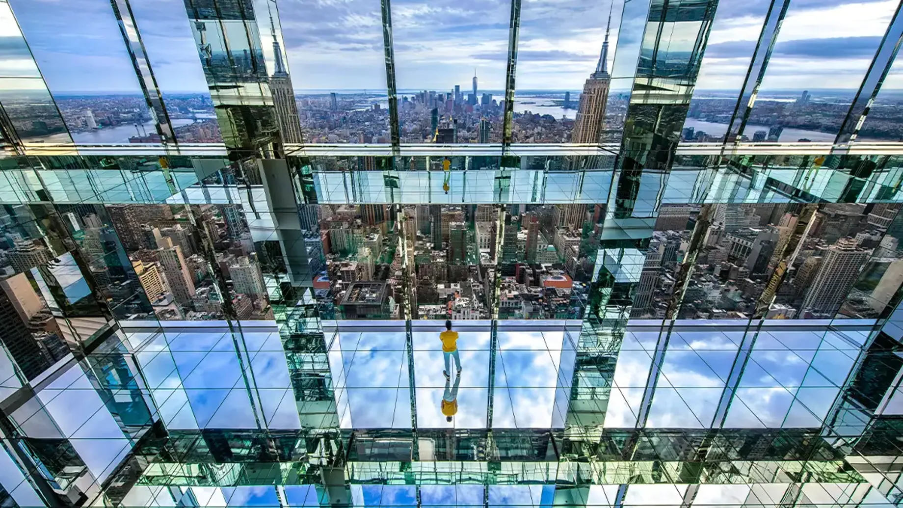 A high angle view of a building.