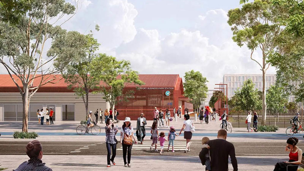 A group of people walking around a courtyard.