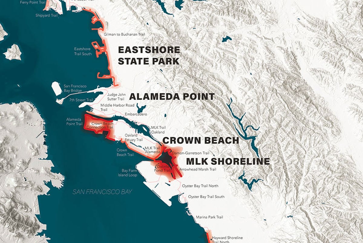 Graphic showing priority-trail segments and sites for adaptation.