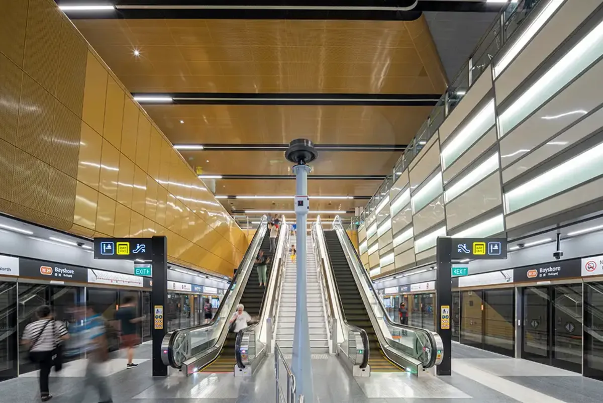 Esacalators inside a rail station