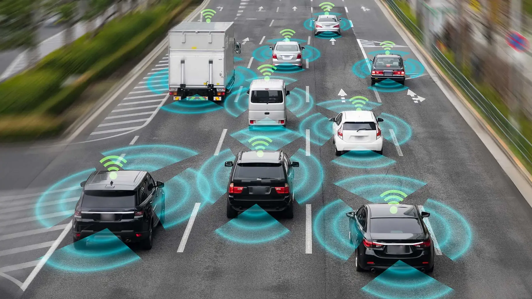 Rendering of how intelligent transport systems could help manage traffic