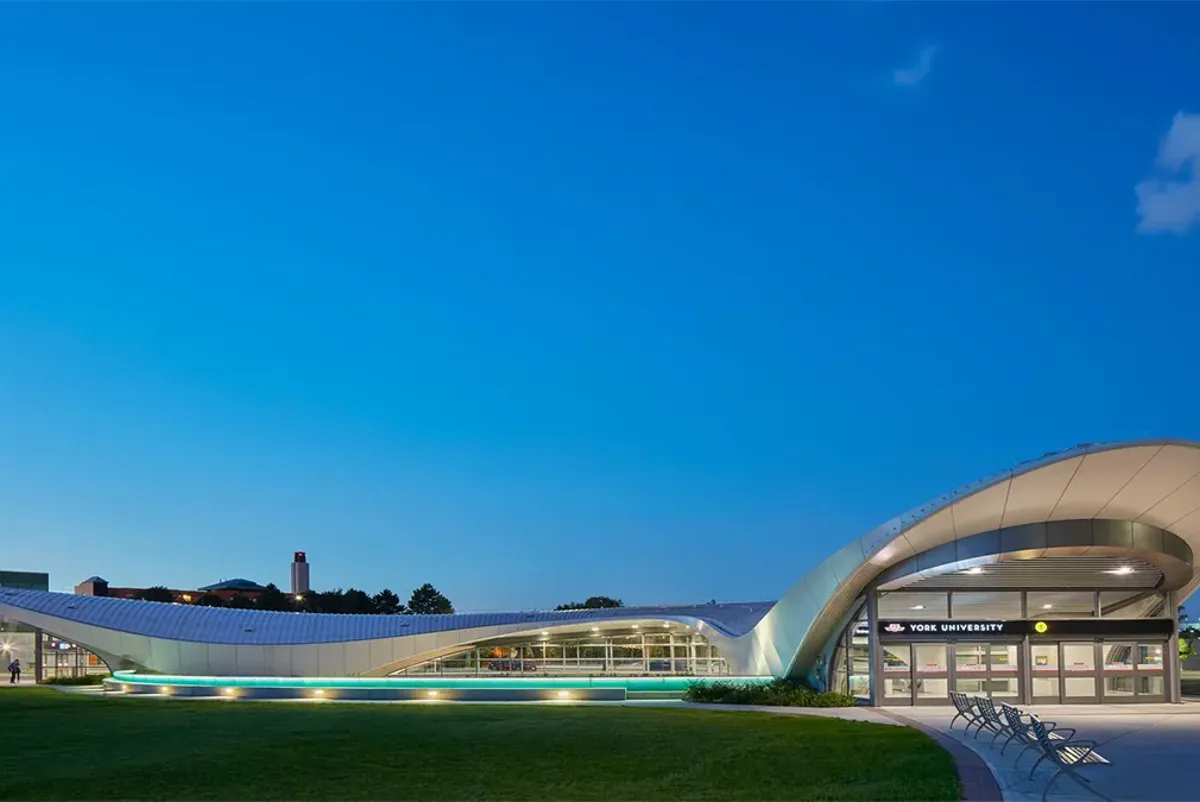 A building with a glass roof.