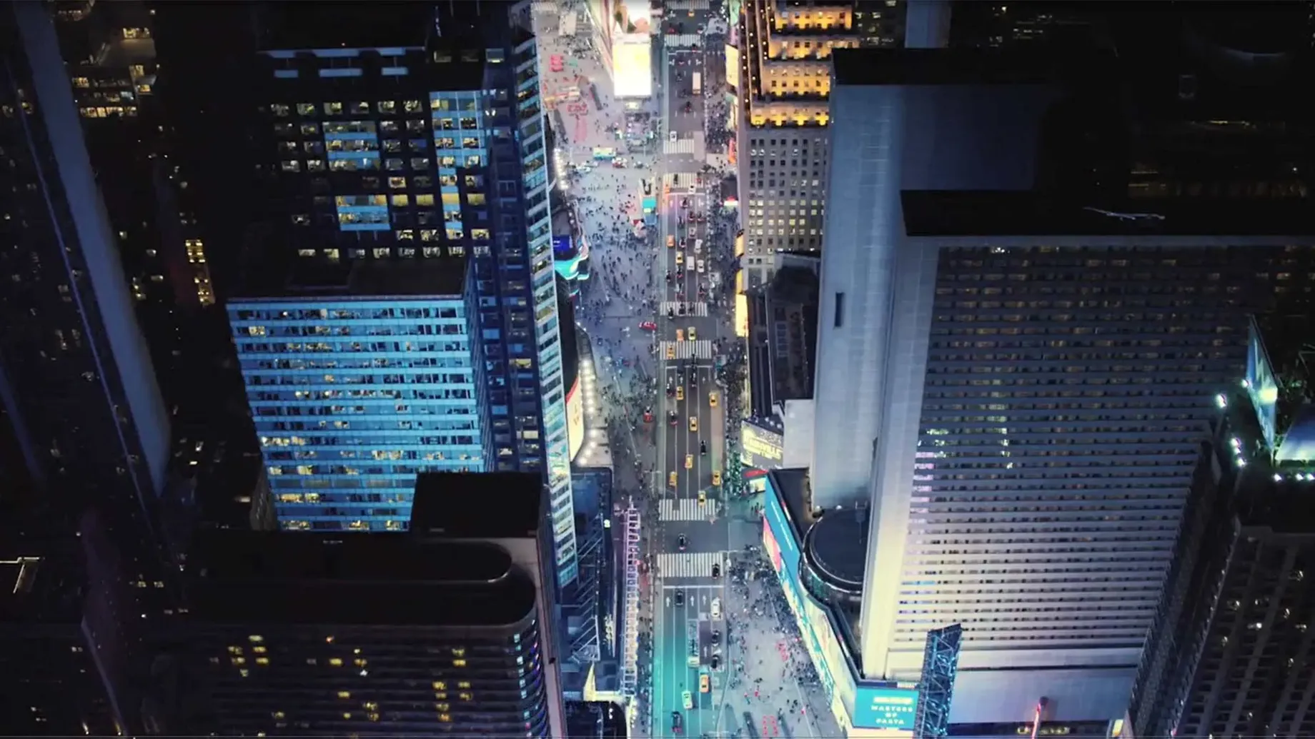 A city at night.