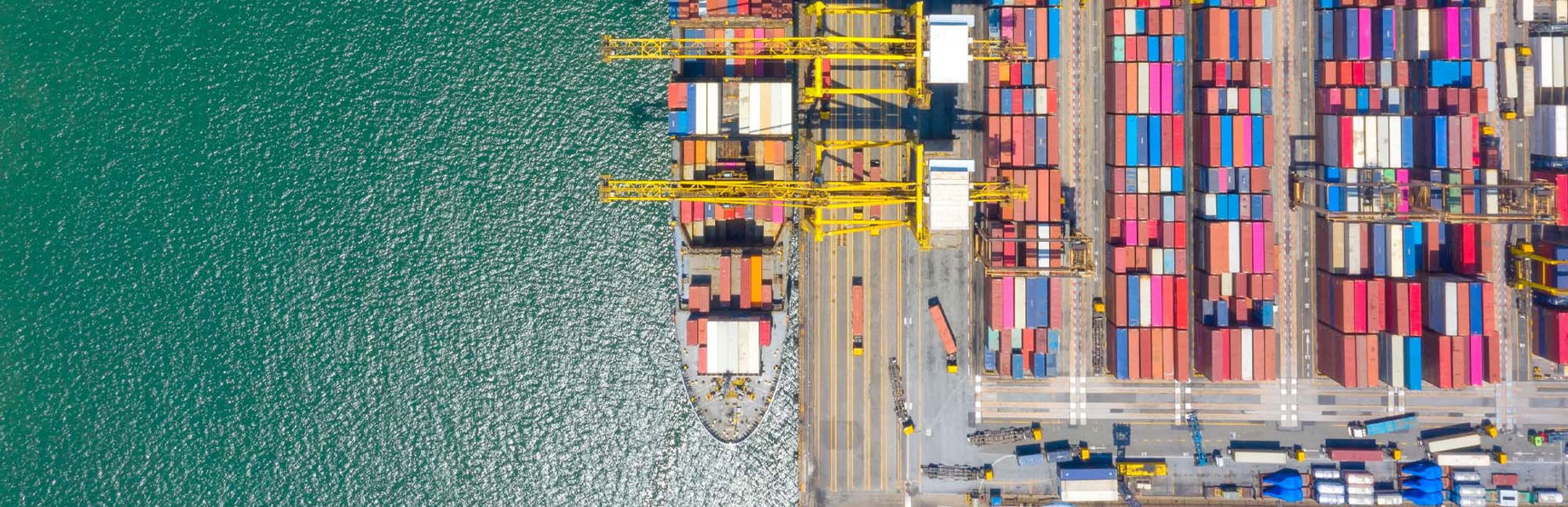 Container ship in a port