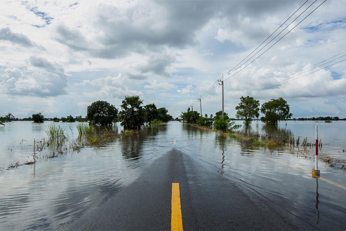 Flooded road in Australia