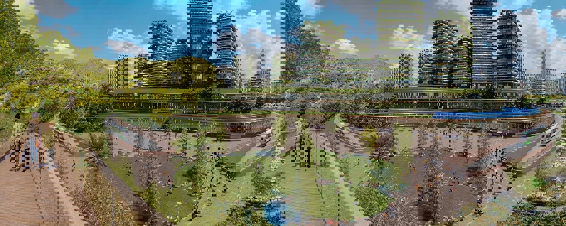 A green city scene