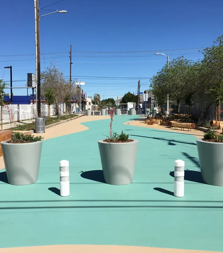 Bradley Plaza Green - located in Los Angeles, our team helped improve access to services and improve storm water management