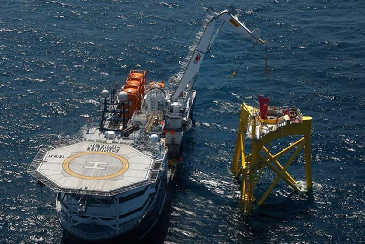 Offshore wind farm under construction