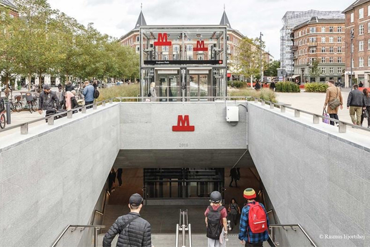 Entrance to Cityringen station in Copenhagen, Denmark