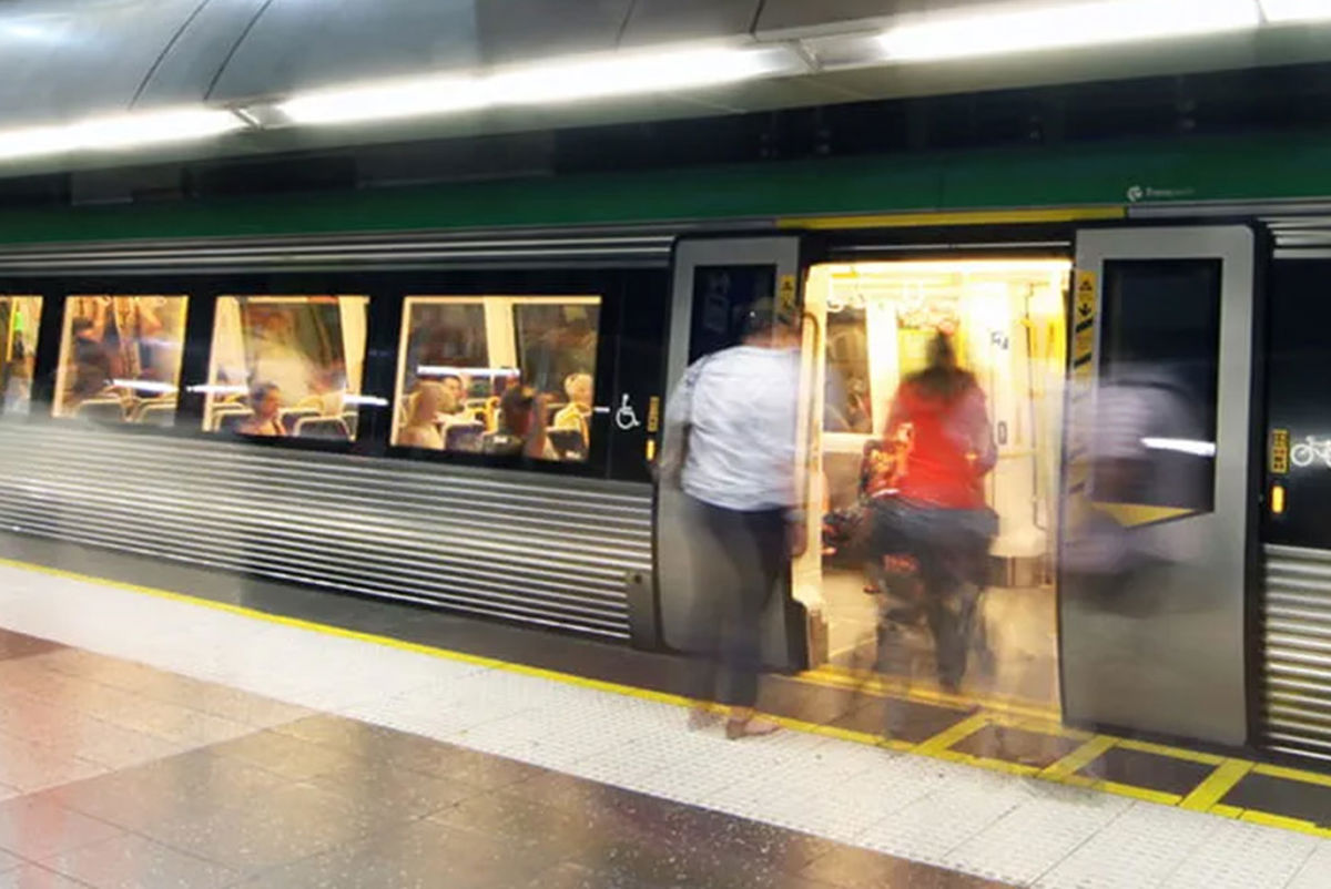 Passengers boarding a train