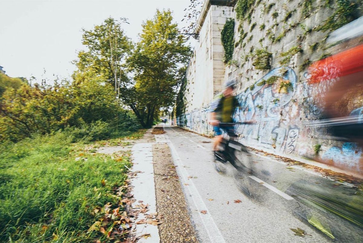 Cyclist on a cycle path