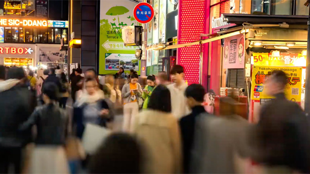 People moving around a large city